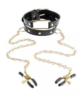Fetish Fantasy Gold Collar And Nipple Clamps