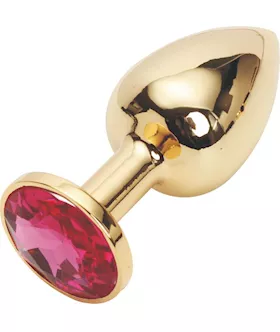 Jewelled Butt Plug- Small Gold Pink
