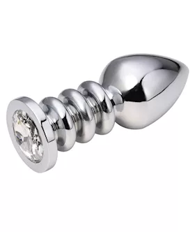 Ridged Jewelled Butt Plug