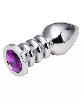 Ridged Jewelled Butt Plug