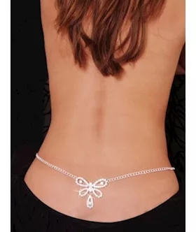 Butterfly Rhinestone Belly Chain And Lower Back