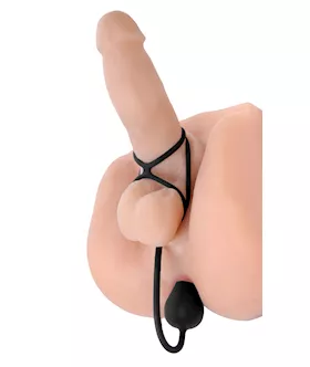 Triple Threat Silicone Tri Cock Ring With Anal Plug