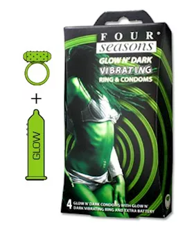 Four Seasons 4 Pack Glow N Vibrating Condoms