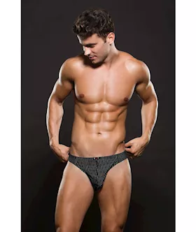 Envy Microfiber Thong S M  Pinstripe