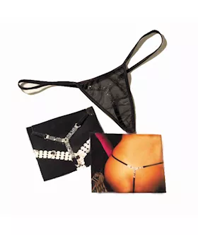 Mesh Thong With T-back Rhinestone Embellishment
