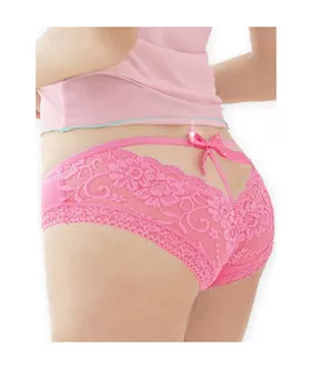 Pink Lace Panty With Strap Detailing