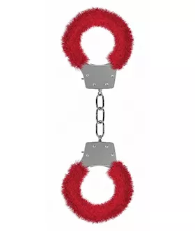 Pleasure Handcuffs Furry Red