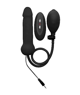 Inflatable Vibrating Silicone Dong Black