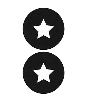 Nipple Sticker Round Open Stars Black