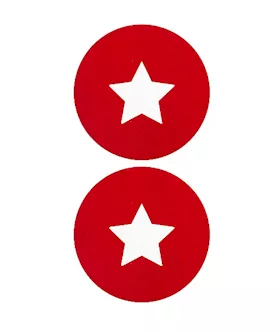 Nipple Sticker Round Open Stars Red