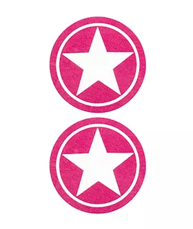Nipple Sticker Round Open Stars Pink