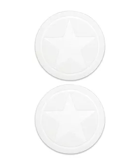 Nipple Sticker Round Open Stars White