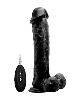 Vibrating Realistic Cock 11 With Scrotum Black