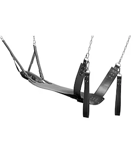 Leather Bondage Swing With Stirrups And Pillow