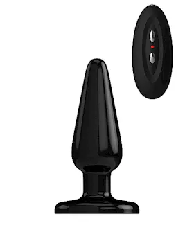 Bottom Line Buttplug Rubber Black Vibrating 5 in Model 1