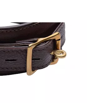 Brown 5 Piece Locking Leather Bondage Set