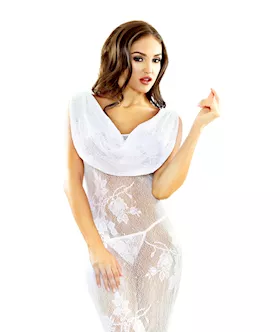 Lace Cowl Neck Gown & G-string