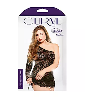 One Shoulder Lace Dress & Matching Thong