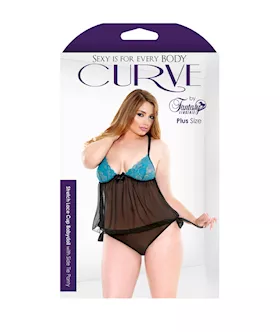 Stretch Lace Cup Babydoll With Side Tie Panty