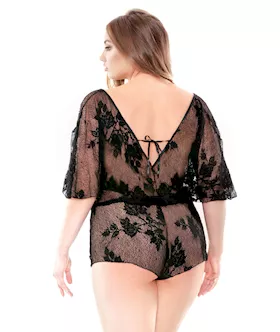 Lace Romper With Adjustable Waist & Snap Closure