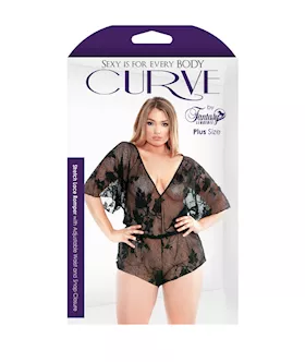 Lace Romper With Adjustable Waist & Snap Closure