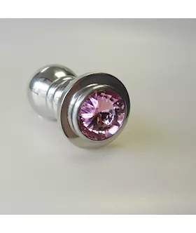 Jewelled Chrome Ribbed Butt Plug
