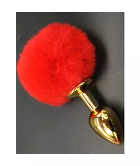 Gold Butt Plug With Rabbit Tail