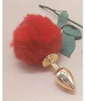 Gold Butt Plug With Rabbit Tail