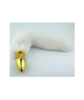 Soft White Tail With Gold Butt Plug