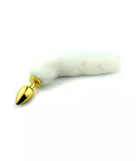 Soft White Tail With Gold Butt Plug