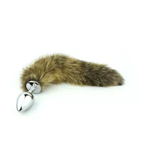 Chrome Butt Plug With Fur Tail