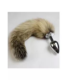 Chrome Butt Plug With Fur Tail