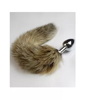Chrome Butt Plug With Fur Tail
