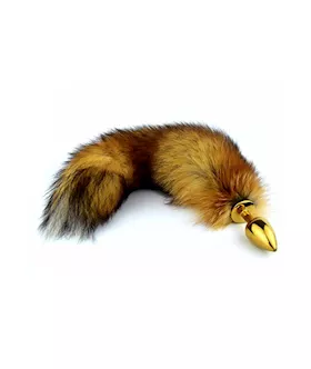 Gold Butt Plug With Fur Tail