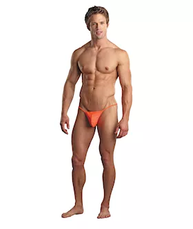 Euro Male Spandex Pouch G-string Orange