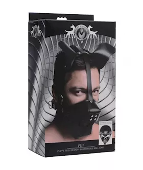 Pup Puppy Play Hood And Breathable Ball Gag