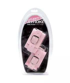 Grrl Toyz Pink Plush Wrist Cuffs With Chain