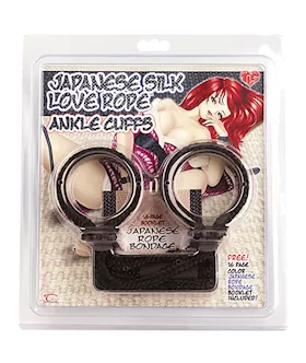 Japanese Silk Love Rope Ankle Cuffs Black