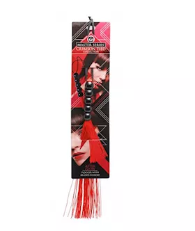 Crimson Rubber Flogger With Beaded Handle
