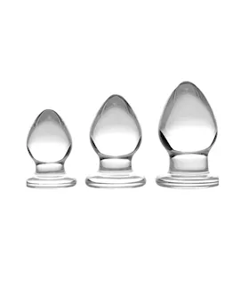 Triplets 3 Piece Glass Anal Plug Kit