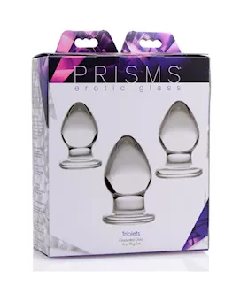 Triplets 3 Piece Glass Anal Plug Kit