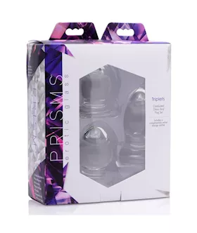 Triplets 3 Piece Glass Anal Plug Kit