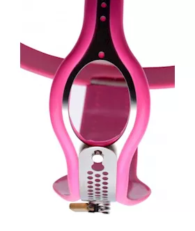 Pink Stainless Steel Adjustable Female Chastity Belt