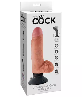 King Cock 7 Inch Vibrating Suction Cup Dildo