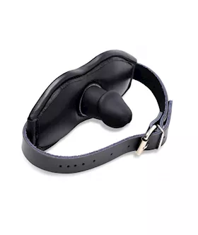Leather Padded Silicone Penis Mouth Gag