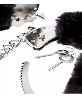 Furry Leg Cuffs Black