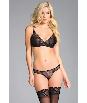 Sheer Lace Bra And Thong Set