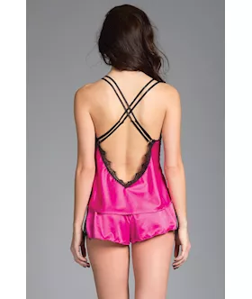 Satin And Lace Cami And Shorts Set