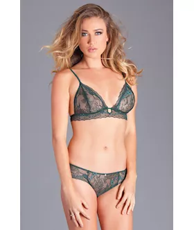 Two-piece Lace Bralette And Panty Set - M/l