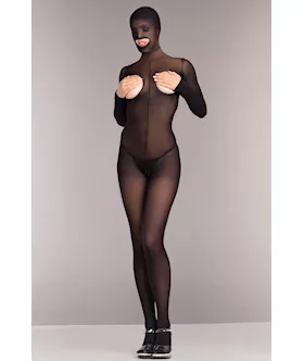 Opaque Cupless And Crotchless Bodystocking - O/s